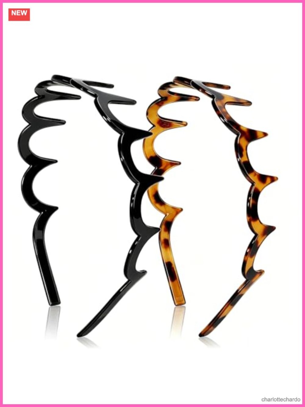 2 Pack Zig Zag Headbands with Teeth Non-Slip U-Shaped Comb Hair Accessories